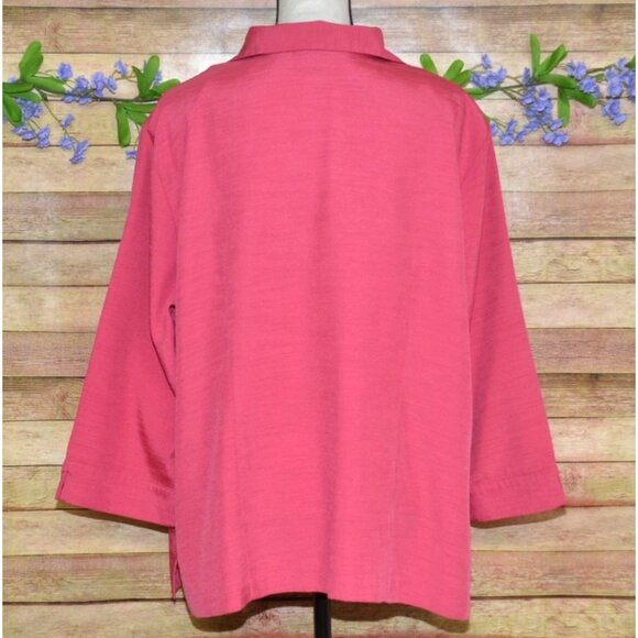 Alfred Dunner Womens Pink Button Up 3/4 Sleeve Blouse Top Plus Size 20W Career - Picture 6 of 9
